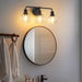 Irvine Black Modern Clear Glass 3-Light Vanity Light - Sweatfully