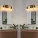 Irvine Black Modern Clear Glass 3-Light Vanity Light - Sweatfully