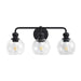 Irvine Black Modern Clear Glass 3-Light Vanity Light - Sweatfully