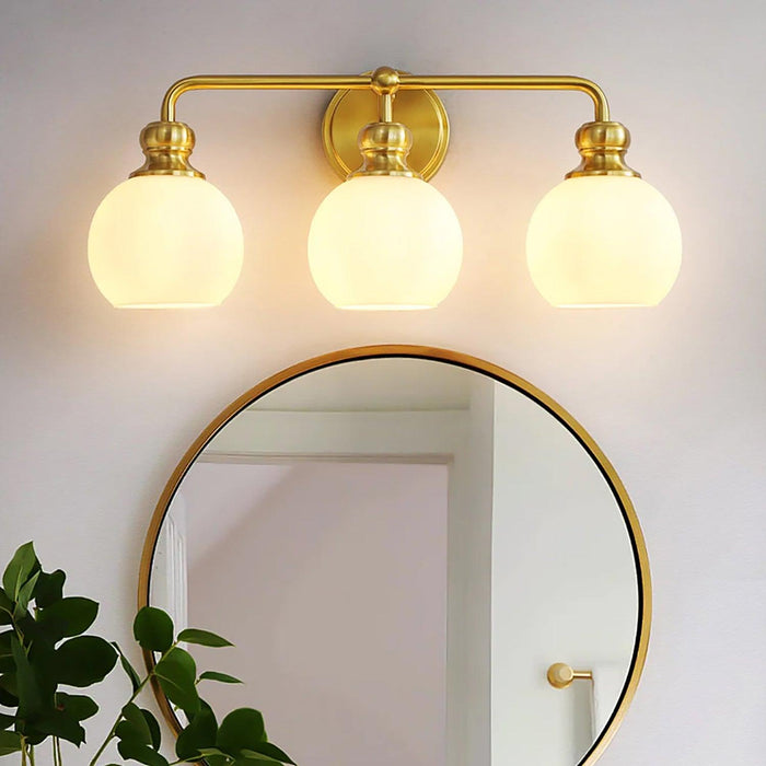 Irvine Gold Modern Frosted Glass 3-Light Vanity Light - Sweatfully