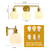 Irvine Gold Modern Frosted Glass 3-Light Vanity Light - Sweatfully