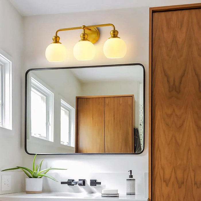 Irvine Gold Modern Frosted Glass 3-Light Vanity Light - Sweatfully