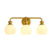 Irvine Gold Modern Frosted Glass 3-Light Vanity Light - Sweatfully