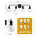 Irvine Black Modern Clear Glass 4-Light Vanity Light - Sweatfully
