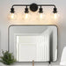 Irvine Black Modern Clear Glass 4-Light Vanity Light - Sweatfully