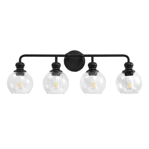 Irvine Black Modern Clear Glass 4-Light Vanity Light - Sweatfully