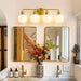 Irvine Gold Modern Frosted Glass 4-Light Vanity Light - Sweatfully