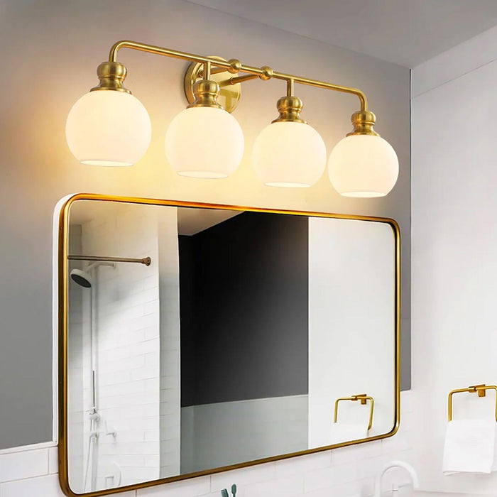 Irvine Gold Modern Frosted Glass 4-Light Vanity Light - Sweatfully