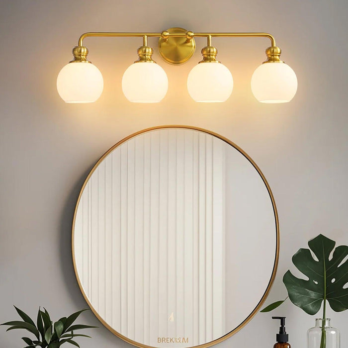 Irvine Gold Modern Frosted Glass 4-Light Vanity Light - Sweatfully