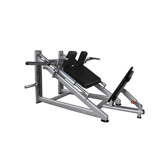 30-Degree Linear Hack Squat Machine - Muscle D Fitness - Plate-Loaded - Adjustable Foot Plate - Sweatfully