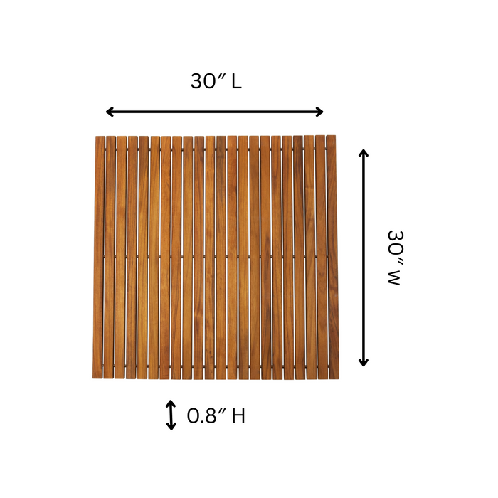Sapporo Teak Shower and Bath String Mat with Rubber Footing 30″ x 30″ - Sweatfully