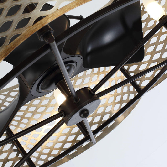 31" Linda Industrial DC Motor Downrod Mount Reversible Ceiling Fan with Lighting and Remote Control - Sweatfully