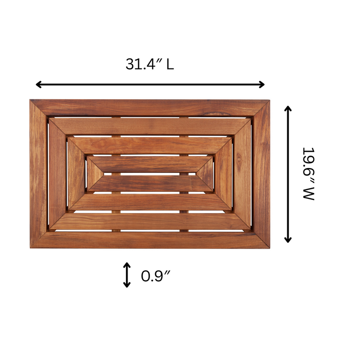 Aromi Oiled Teak Shower and Bath Mat 31.4″ x 19.6″ - Sweatfully