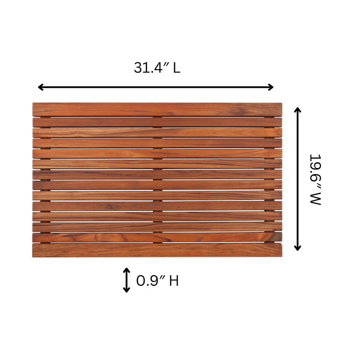 Durango Oiled Teak Shower and Bath Mat with Wide End Slat 31.4″ x 19.6″ - Sweatfully