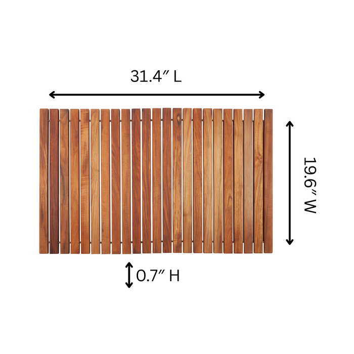 Wyoming Oiled Teak Shower and Bath String Mat 31.4″ x 19.6″ - Sweatfully
