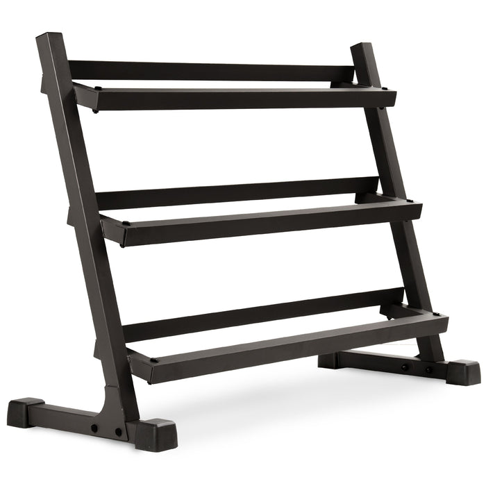 XMARK 3-Tier Dumbbell Rack - 10 Dumbbell Pairs XM-3107.1-BLACK - Sweatfully