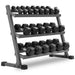XMARK 10-Pairs, 5 to 50 lbs. Hex Dumbbells Includes 3-Tier Storage Rack XM-3107.1-BLACK-AND-550S - Sweatfully