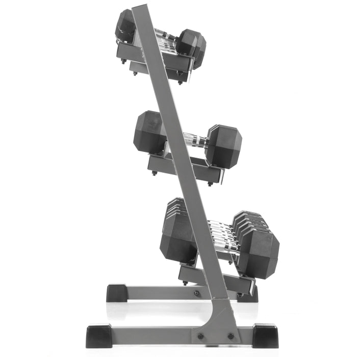 XMARK 3-Tier Dumbbell Rack - 10 Dumbbell Pairs XM-3107.1-BLACK - Sweatfully