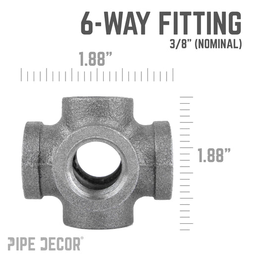 3/8 in. Black 6-Way Fitting - Sweatfully