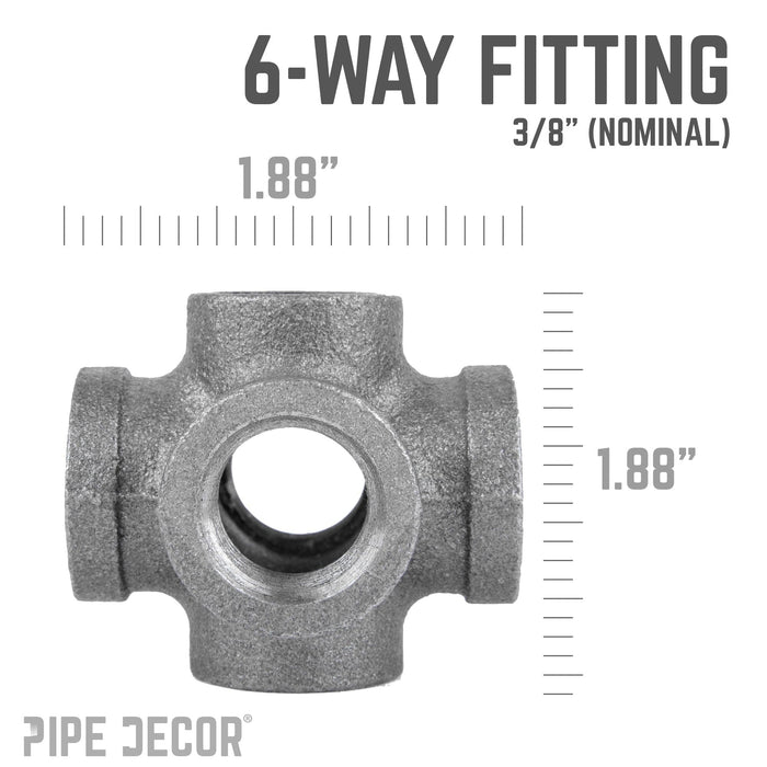 3/8 in. Black 6-Way Fitting - Sweatfully