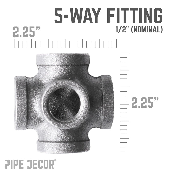 1/2 in. Black 5-Way Fitting - Sweatfully