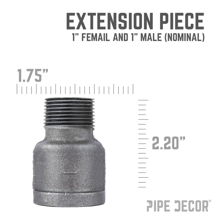1 in. Black Extension Piece - Sweatfully