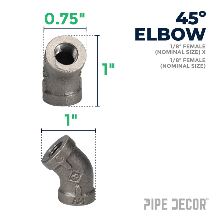 1/8 in. Black 45 Degree Elbow - Sweatfully