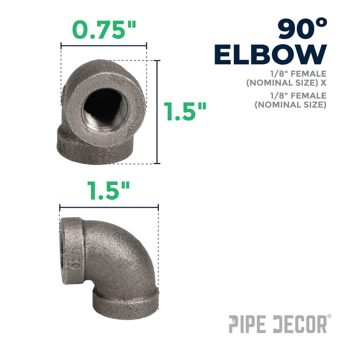 1/8 in. Black 90 Degree Elbow - Sweatfully