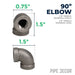 1/8 in. Black 90 Degree Elbow - Sweatfully
