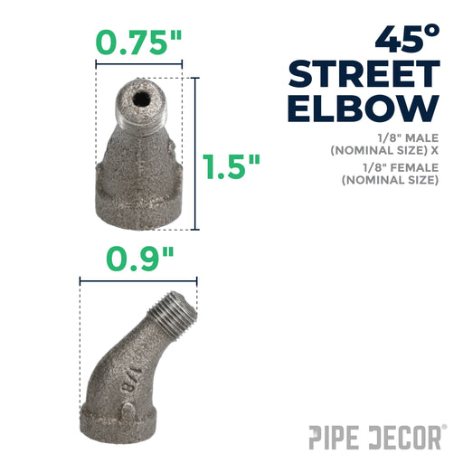 1/8 in. Black 45 Degree Street Elbow - Sweatfully