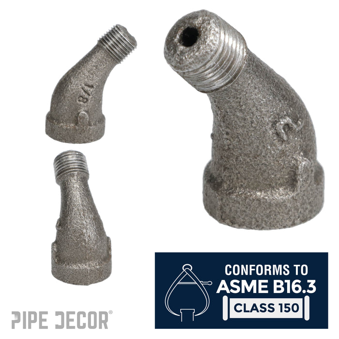 1/8 in. Black 45 Degree Street Elbow - Sweatfully