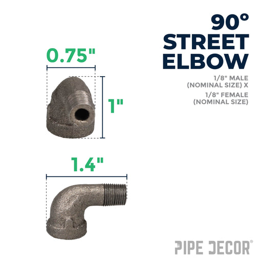 1/8 in. Black 90 Degree Street Elbow - Sweatfully