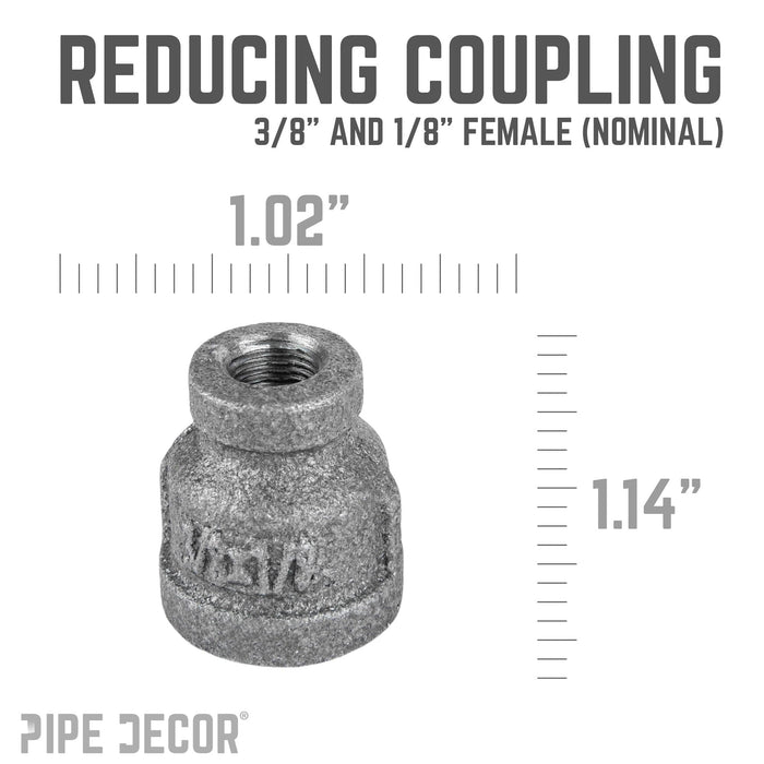 3/8 in. x 1/8 in. Black Reducing Coupling - Sweatfully