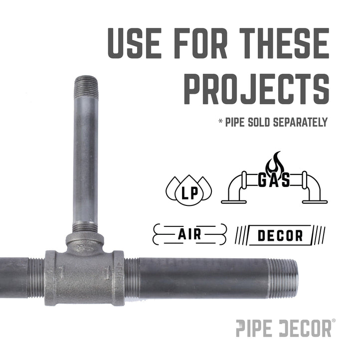 1 in. x 1 in. x 1/2 in. Black Reducing Tee - Sweatfully