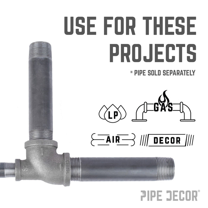 1 in. x 1/2 in. x 1 in. Black Reducing Tee - Sweatfully