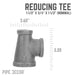 1 1/2 in. x 3/4 in. x 1 1/2 in. Black Reducing Tee - Sweatfully