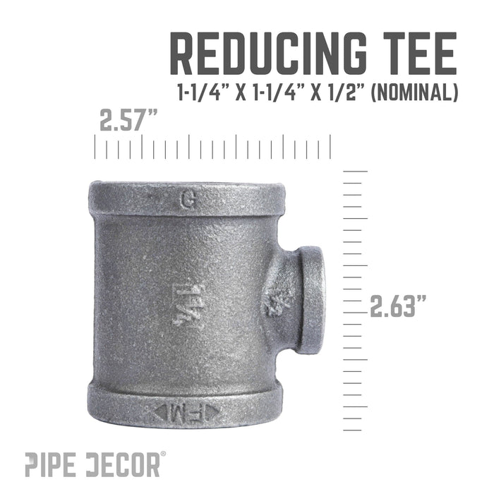 1 1/4 in. x 1 1/4 in. x 1/2 in. Black Reducing Tee - Sweatfully
