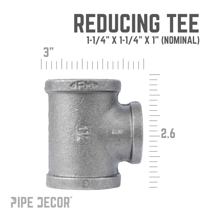 1 1/4 in. x 1 1/4 in. x 1 in. Black Reducing Tee - Sweatfully
