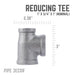 1 in. x 3/4 in. x 1 in. Black Reducing Tee - Sweatfully
