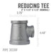 2 in. x 1 1/2 in. x 1 1/2 in. Black Reducing Tee - Sweatfully