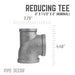 2 in. x 1 1/2 in. x 2 in. Black Reducing Tee - Sweatfully