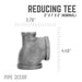2 in. x 1 in. x 2 in. Black Reducing Tee - Sweatfully