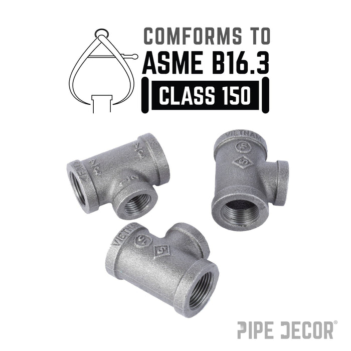 3/4 in. x 3/4 in. x 1/2 in. Black Reducing Tee - Sweatfully