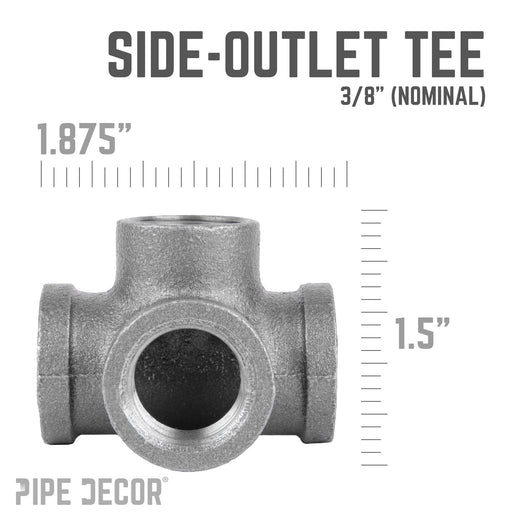 3/8 in. Black Side Outlet Tee - Sweatfully