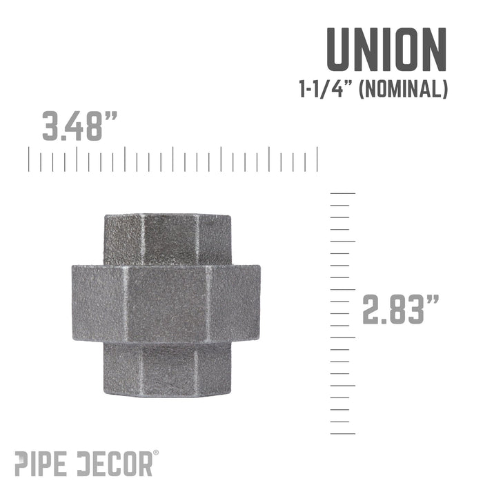 1 1/4 in. Black Union - Sweatfully