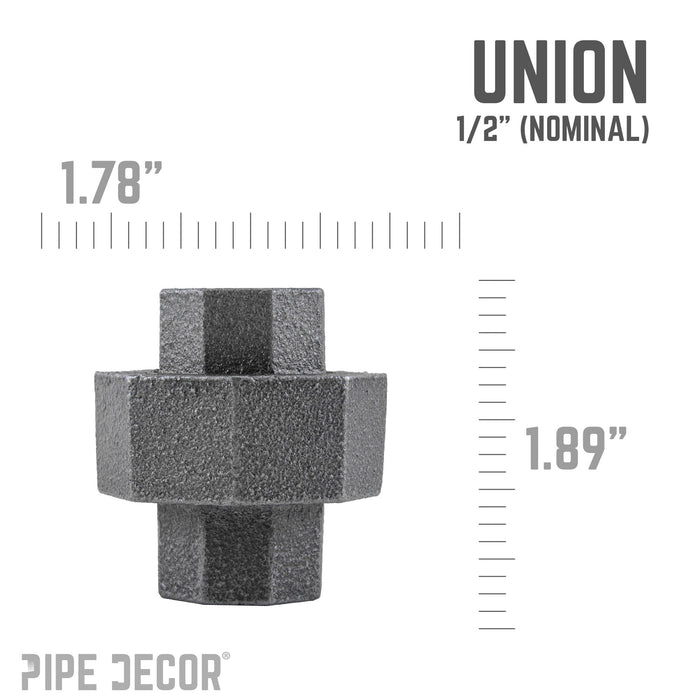 1/2 in. Black Union - Sweatfully