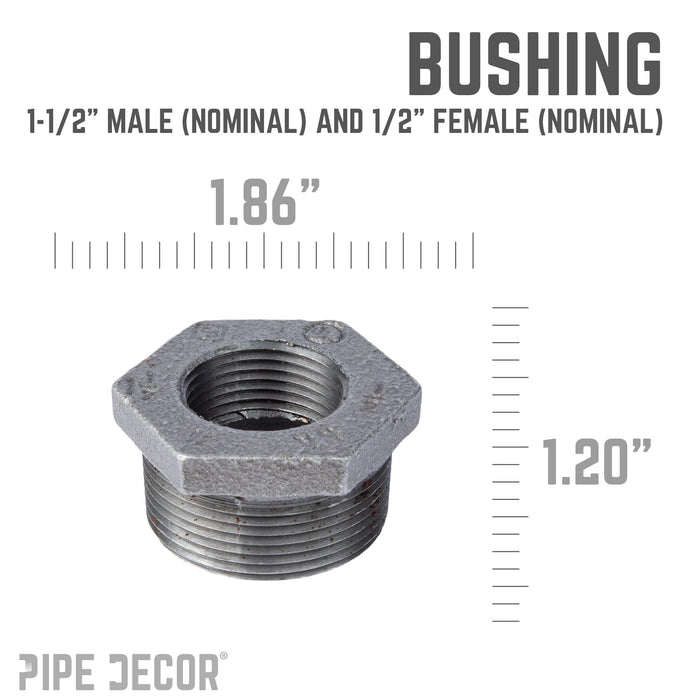 1 1/2 in. x 1/2 in. Black Bushing - Sweatfully