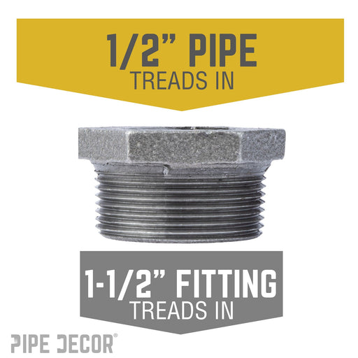 1 1/2 in. x 1/2 in. Black Bushing - Sweatfully