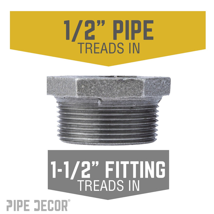 1 1/2 in. x 1/2 in. Black Bushing - Sweatfully