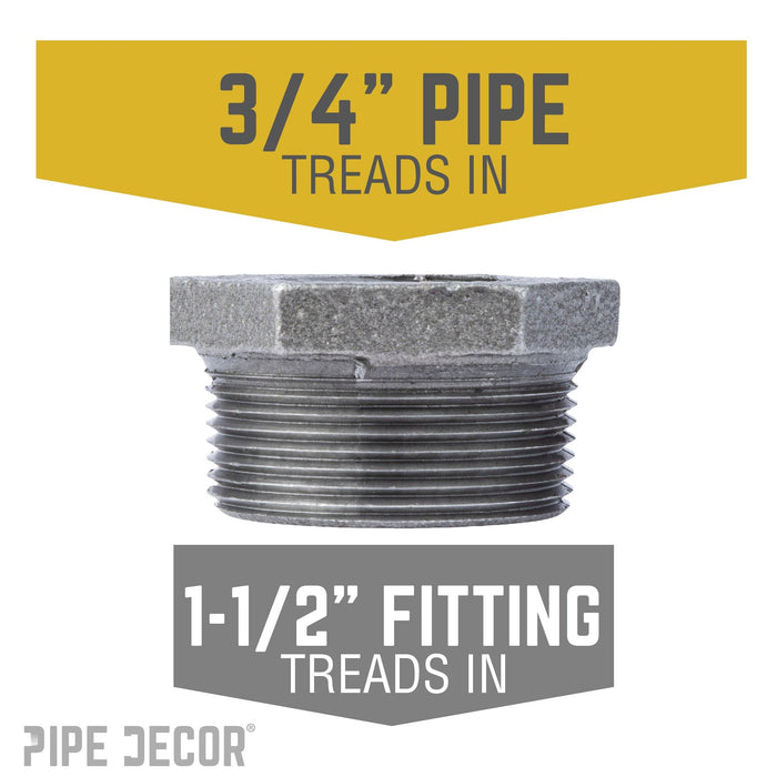 1 1/2 in. x 3/4 in. Black Bushing - Sweatfully